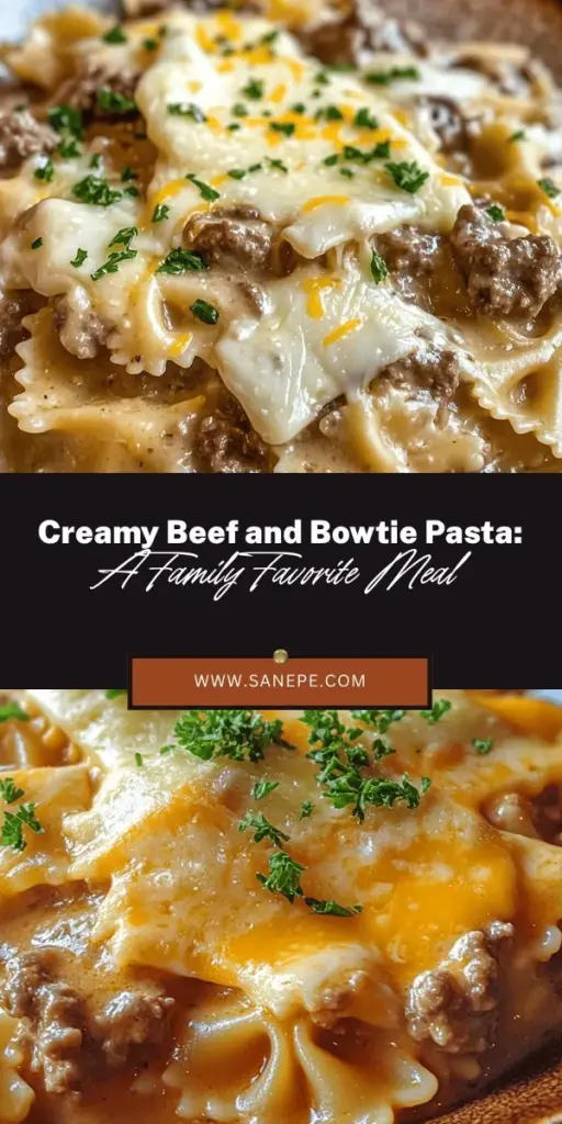 Discover the ultimate comfort food with this Creamy Beef and Bowtie Pasta recipe! Perfect for busy weeknights, this dish combines hearty ground beef, unique bowtie pasta, and a rich creamy sauce that will satisfy even the pickiest eaters. With a preparation time of under 30 minutes, you can enjoy a homemade meal that brings everyone to the table. Try it out, and experience the warmth of delicious home-cooked goodness! #CreamyPasta #ComfortFood #FamilyDinner #QuickMeals #EasyRecipes #PastaNight #RecipeIdeas