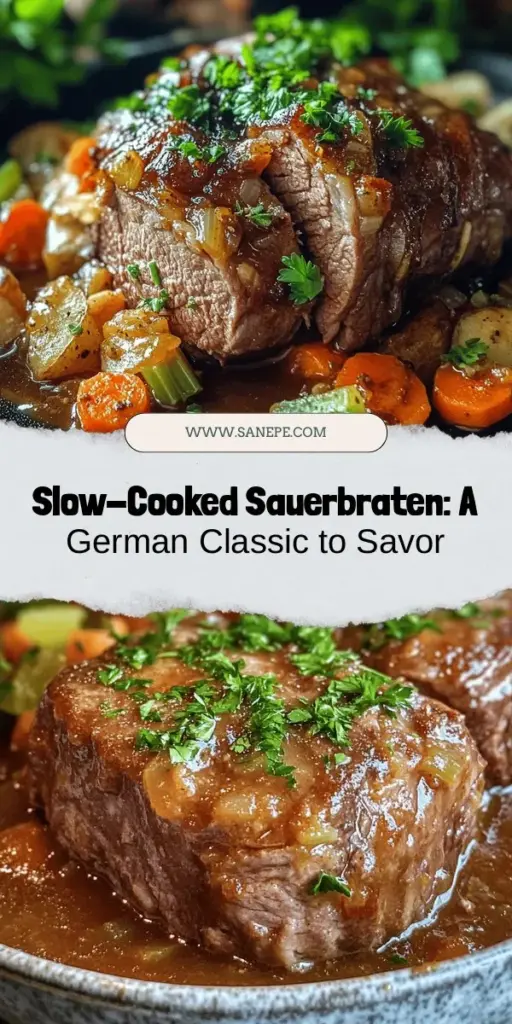 Discover the heartwarming tradition of Sauerbraten, Germany's beloved sour roast dish! This slow-cooked beef recipe is rich in history and flavor, featuring marinated meat that melts in your mouth. Perfect for family dinners or special occasions, Sauerbraten showcases a unique blend of spices and ingredients, ensuring a delightful meal that brings everyone together. Try your hand at this classic recipe and savor the comforting taste of German cuisine! #Sauerbraten #GermanCuisine #SlowCookedBeef #ComfortFood #TraditionalRecipes #FoodHistory #CookingMadeEasy #BeefRecipes