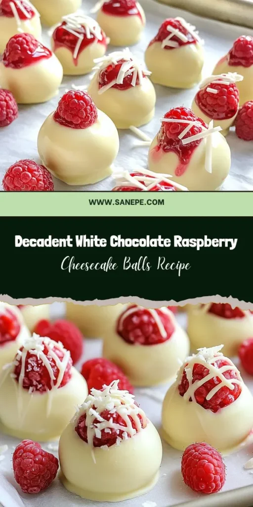 Discover the perfect treat with these Irresistible White Chocolate Raspberry Cheesecake Balls! This no-bake recipe combines rich white chocolate with tart raspberries for a delightful bite-sized dessert. Easy to make and ideal for any occasion, these cheesecake bites are sure to impress. With fresh ingredients and simple steps, you’ll enjoy a creamy texture and vibrant flavor. Don't miss out on this deliciously fun dessert! #Dessert #CheesecakeBalls #NoBake #WhiteChocolate #Raspberry #SweetTreats #HomemadeDelight