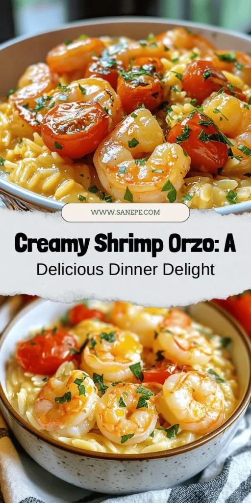 Savor the exquisite flavors of Shrimp Orzo in Creamy Wine Sauce! This dish combines succulent shrimp with tender orzo pasta and a rich, luscious sauce that’s perfect for any occasion. Easy to make, it's great for weeknight dinners or fancy gatherings. Enhance your culinary skills with fresh ingredients and insightful tips. Don't miss out on impressing your family and friends with this delightful meal! #ShrimpOrzo #CreamyWineSauce #DinnerInspiration #SeafoodLovers #PastaPerfection