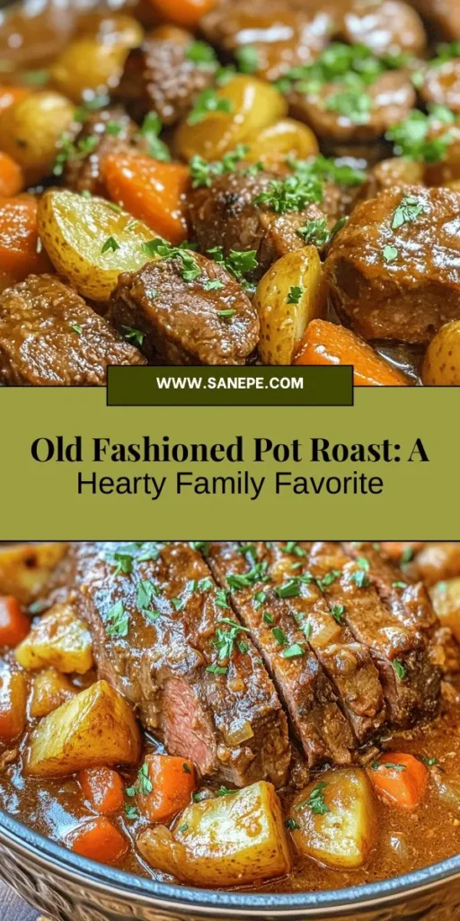 Discover the heartwarming charm of Old Fashioned Pot Roast, a timeless comfort food that brings families together. This recipe highlights the art of slow cooking, transforming simple ingredients into a tender, flavorful meal that fills your home with irresistible aromas. Perfect for special occasions or cozy nights in, pot roast is more than just dinner; it's a recipe for cherished memories. Try it today! #PotRoast #ComfortFood #HeirloomRecipes #HomeCooking #FamilyMeals #SlowCooking