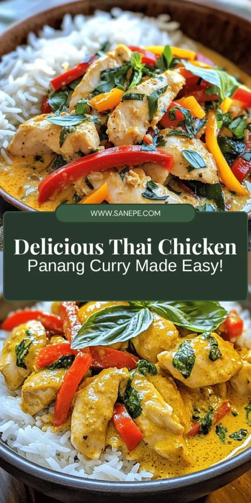 Discover the rich and creamy flavors of Thailand with this easy Thai Chicken Panang Curry recipe! Perfect for both novice and experienced cooks, this dish combines tender chicken, aromatic spices, and coconut milk for a comforting meal any day of the week. With just a few simple ingredients, you can create a delicious curry packed with flavor and nutrition. Serve it with jasmine rice for the ultimate experience. Try this delightful recipe today! #ThaiCuisine #PanangCurry #EasyRecipes #HomeCooking #Foodie #CurryLovers #HealthyEating #CookingAtHome