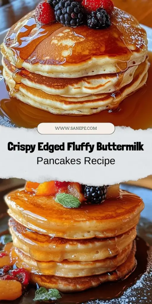 Start your day with the ultimate breakfast treat: fluffy buttermilk pancakes with crispy edges! These pancakes are light, airy, and bursting with flavor thanks to the tangy buttermilk. Perfectly paired with maple syrup or fresh berries, they’re sure to impress. Discover the key ingredients and techniques to achieve pancake perfection, including mixing and resting methods for maximum fluffiness. Your family will love this breakfast classic! #Pancakes #BreakfastIdeas #ButtermilkPancakes #FluffyPancakes #Homemade