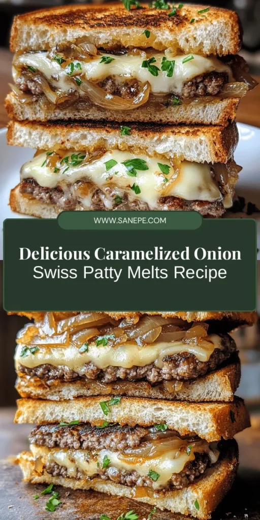 Indulge in the ultimate comfort food with these Caramelized Onion & Swiss Patty Melts! This delightful sandwich blends juicy beef, sweet caramelized onions, and melted Swiss cheese between golden, toasted bread. Perfect for family gatherings or casual dinners, this recipe combines nostalgia with culinary creativity. Learn the step-by-step guide to making this mouthwatering dish that’s sure to please everyone! #PattyMelt #ComfortFood #RecipeIdeas #CookingAtHome #Foodie