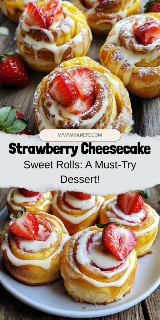 Dive into the delightful world of Strawberry Cheesecake Sweet Rolls! This scrumptious recipe combines the creamy richness of cheesecake with soft, pillowy rolls, creating a dessert that will impress at any gathering. Filled with fresh strawberries and topped with a sweet glaze, each bite is a burst of flavor. Perfect for brunch or a sweet treat, these rolls are sure to become a favorite! #Baking #Dessert #StrawberryCheesecake #SweetRolls #Yummy #DessertRecipes