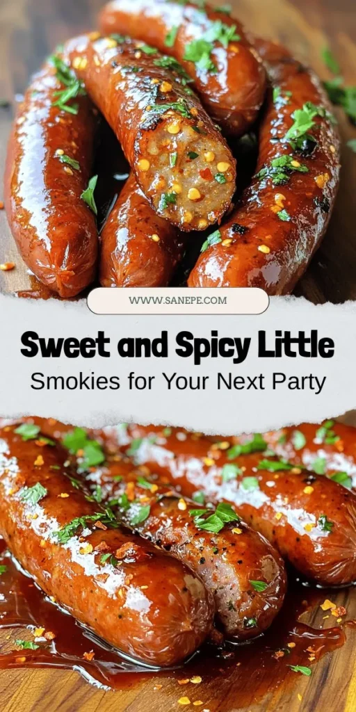 Looking for a perfect appetizer for your next gathering? Try Little Smokies in a Sweet & Spicy Glaze! These bite-sized sausages are easy to make and bursting with flavor. The glaze, crafted from barbecue sauce, honey, Dijon mustard, and smoked paprika, elevates this classic dish, making it a crowd favorite. Ideal for parties, game days, or family gatherings, these smoky delights will leave everyone asking for your recipe! #LittleSmokies #PartyFood #Appetizers #EasyRecipes #GameDayEats