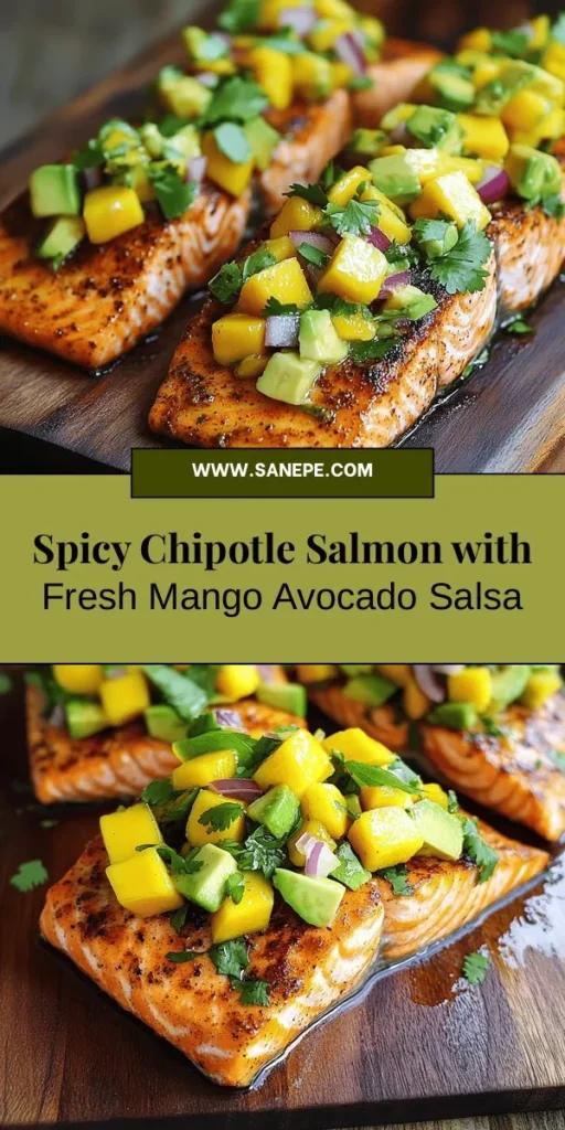 Discover the vibrant flavors of Chipotle Salmon with Mango Avocado Salsa! This delicious dish combines smoky marinated salmon with a refreshing salsa, creating a delightful meal rich in nutrients. Packed with omega-3 fatty acids and essential vitamins, it’s perfect for any occasion—from summer barbecues to quick weeknight dinners. Prepare to impress your family and friends with this easy yet elegant recipe! #ChipotleSalmon #HealthyEating #SalmonRecipes #MangoSalsa #SeafoodLovers