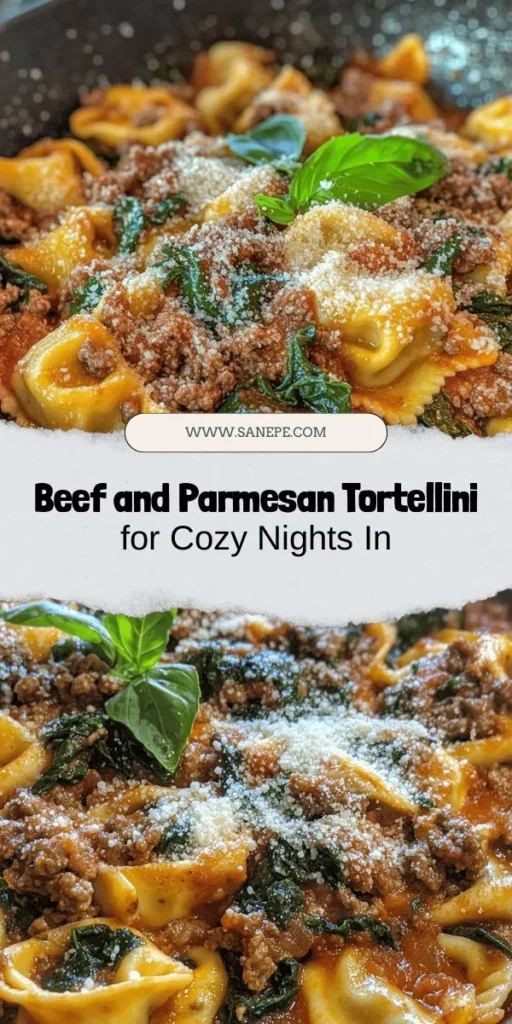 Indulge in the rich comfort of Beef & Parmesan Tortellini Delight, a delightful Italian dish perfect for any occasion. This recipe combines savory ground beef, creamy ricotta, and sharp parmesan, creating a decadent filling for tortellini. With nutritious ingredients like fresh spinach and marinara sauce, it offers flavor and wholesomeness. Ideal for busy weeknights or special gatherings. Discover the joy of homemade Italian cuisine! #Tortellini #ItalianRecipes #ComfortFood #PastaLovers #HomemadeCooking #FamilyDinner #HealthyEating