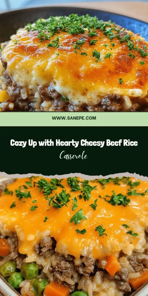 Cozy up with this Hearty Cheesy Beef Rice Casserole, the ultimate comfort food for family dinners or potlucks! Combining savory ground beef, creamy cheddar cheese, and wholesome rice, this adaptable dish is perfect for any occasion. Discover tips for customization, nutritional benefits, and easy preparation steps to create this delicious casserole. Perfect for chilly nights! #ComfortFood #Casserole #FamilyDinner #CheeseLovers #EasyRecipes