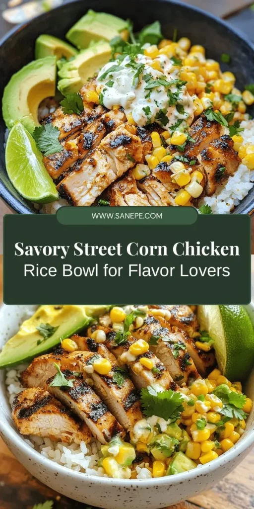 Discover the vibrant and delicious Street Corn Chicken Rice Bowl, a perfect fusion of flavors that blends traditional Mexican street corn with tender chicken and fragrant jasmine rice. This colorful dish is not only visually appealing but also easy to prepare, making it ideal for busy weeknights. Customize it with your favorite toppings like avocado or jalapeños for a delightful twist! #StreetCorn #ChickenRiceBowl #FusionFood #EasyRecipes #CookingAtHome #Foodie #HealthyEating #Yummy