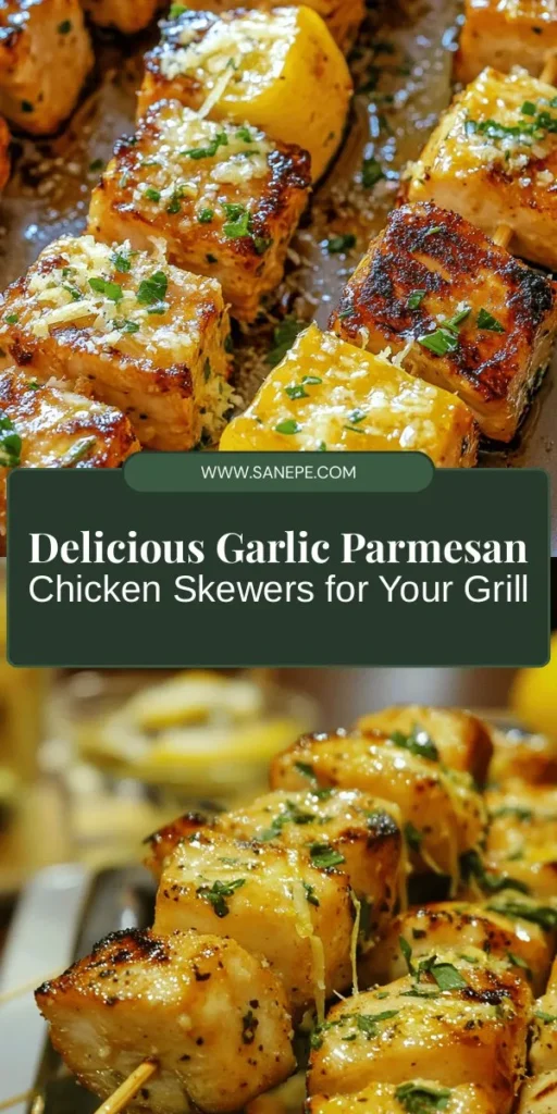 Elevate your grilling game with these irresistible Garlic Parmesan Chicken Skewers! Perfect for any occasion, this dish combines tender chicken with the robust flavors of garlic and creamy Parmesan. Learn about the origins, nutritional benefits, and a step-by-step guide to preparing these flavorful skewers. Great for barbecues or weeknight dinners, they’re sure to wow your guests! Enjoy a mouthwatering culinary experience. #ChickenSkewers #GarlicParmesan #Grilling #HealthyRecipes #BBQDelights #EasyDinnerIdeas #DeliciousEats