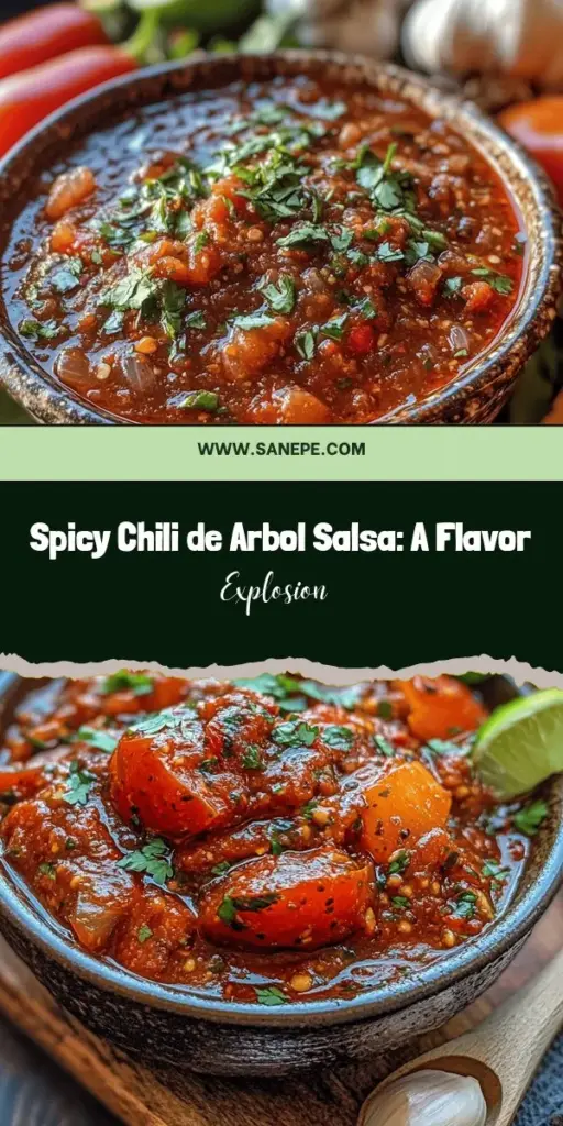 Elevate your meals with this Spicy Chili de Arbol Salsa explosion! Bursting with flavor from dried de Arbol chilies, fresh tomatoes, and vibrant herbs, this salsa is perfect for dipping, drizzling, or marinating. Easy to make and packed with nutritional benefits, it's a must-try for salsa lovers. Enjoy with tortilla chips, tacos, or grilled meats. Discover how to create this versatile addition to your kitchen! #Salsa #SpicyChili #MexicanCuisine #Recipe #HomeCooking #Foodie