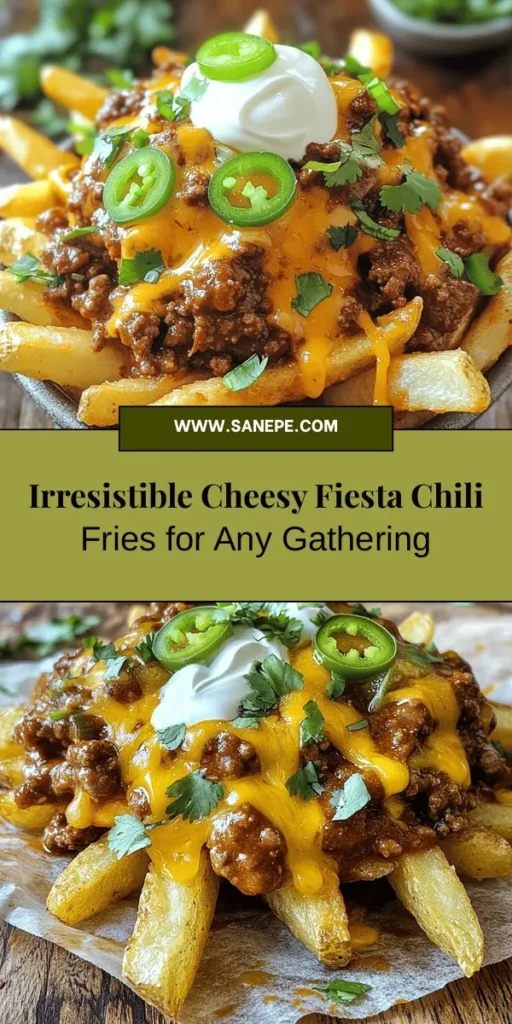 Indulge in the ultimate comfort food with Cheesy Fiesta Chili Fries! This scrumptious dish combines crispy fries, hearty chili, and melty cheese to create a delightful experience that’s perfect for game days or family gatherings. Customize it with your favorite proteins and toppings for a unique twist. Elevate your next meal with this crowd-pleaser that’s sure to satisfy everyone’s cravings. #CheesyFiestaChiliFries #ComfortFood #LoadedFries #GameDayEats #FoodieFavorites