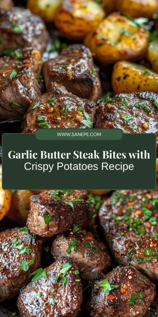 Elevate your dinner with this mouthwatering Savory Garlic Butter Steak Bites and Crispy Potatoes recipe! Enjoy tender sirloin steak drenched in rich garlic butter, perfectly paired with golden, crispy baby potatoes. Ideal for any occasion, this dish promises to impress with its delightful flavors and textures. Follow our easy step-by-step guide for a culinary experience that's both quick and indulgent. #SteakBites #GarlicButter #CrispyPotatoes #HomeCooking #DeliciousMeals