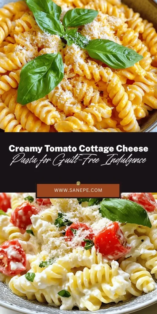 Discover the perfect blend of comfort and nutrition with Creamy Tomato Cottage Cheese Pasta. This healthier take on traditional pasta is packed with protein and flavor, using cottage cheese for a creamy texture without the guilt. Easy to customize, you can add your favorite veggies or proteins while enjoying the benefits of tomatoes and herbs. Ideal for any occasion, this dish promises to be a family favorite! #PastaRecipe #HealthyEating #CottageCheese #ComfortFood #QuickMeals #YummyOffers