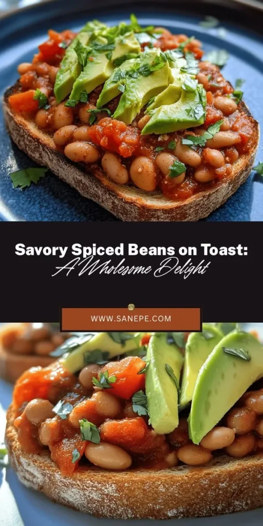 Discover the deliciousness of Savory Spiced Beans on Toast, a nutritious meal perfect for any time of day! Packed with protein, fiber, and vibrant flavors from mixed beans, aromatic spices, and fresh vegetables, this dish is easily customizable to suit your taste. Top with avocado or fresh herbs for an added kick. Enjoy it for breakfast, lunch, or dinner, and embrace a healthy, comforting meal. #BeansOnToast #HealthyEating #PlantBased #ComfortFood #QuickRecipes #SavoryMeals