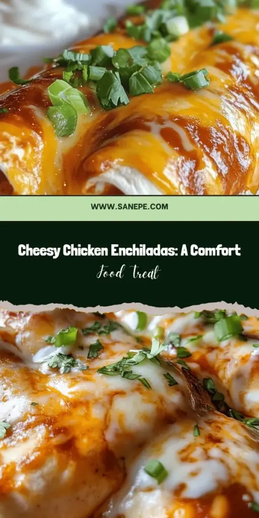 Discover the ultimate comfort food with these Cheesy Chicken Enchiladas! This mouthwatering dish combines tender chicken and gooey cheese, wrapped in warm tortillas and topped with flavorful sauce. Perfect for family dinners or casual get-togethers, this easy recipe lets you customize the spices and fillings to suit your taste. Elevate your cooking game with this classic Mexican delight that promises satisfaction every time. #CheesyChickenEnchiladas #ComfortFood #MexicanCuisine #HomeCooking #RecipeIdeas