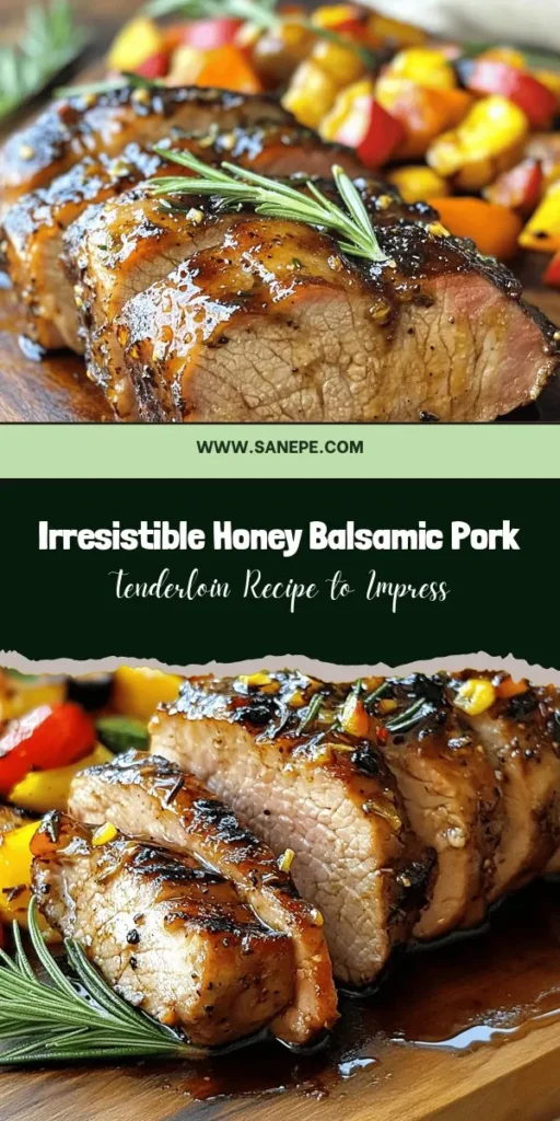 Discover the deliciousness of Honey Balsamic Pork Tenderloin, a dish that transforms a simple pork tenderloin into a flavor-packed centerpiece. This sweet and tangy marinade combines honey, balsamic vinegar, and garlic for a mouthwatering experience. Perfect for weeknight dinners or special occasions, it's quick and easy to prepare. Pair with roasted veggies or a fresh salad for a complete meal! #PorkTenderloin #HoneyBalsamic #DinnerIdeas #EasyRecipes #HealthyEating