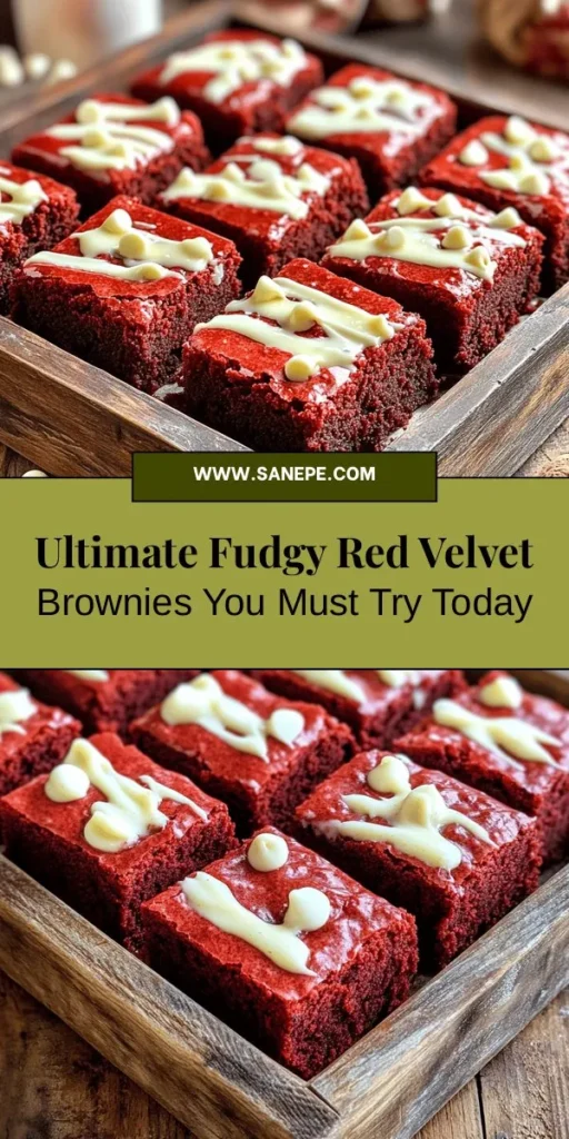 Indulge in the decadence of fudgy red velvet brownies! These rich, velvety treats combine the beloved flavors of red velvet cake with the moist texture of fudgy brownies, creating a dessert that's visually stunning and utterly delicious. Made with high-quality ingredients, each bite melts in your mouth, offering a delightful mix of chocolate and subtle tanginess. Perfect for any occasion, these brownies will surely impress! #RedVelvet #Brownies #ChocolateLovers #Baking #Dessert #SweetTreats #Cake #FudgyBrownies