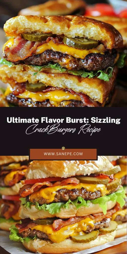 Looking to elevate your burger game? Try these Sizzling Crack Burgers that promise a flavor explosion in every bite! Made with juicy ground beef, crispy bacon, sharp cheddar, and spices, they are perfect for any occasion. These burgers combine diverse textures and bold flavors that will impress your family and friends. Don't forget the toasted buns and your favorite toppings for the ultimate experience! #BurgerRecipe #SizzlingCrackBurgers #Foodie #BBQ #CookingAtHome #Yum