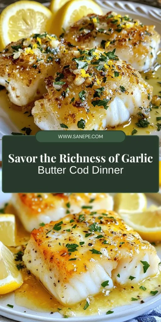 Discover the delightful taste of Garlic Butter Cod Delight, a quick and satisfying seafood dish perfect for busy weeknights! This recipe pairs tender cod fillets with a mouthwatering garlic butter sauce, bursting with flavor and nutrition. Full of protein and omega-3s, cod is a healthy choice that impresses everyone at the table. Simple to make, it showcases the magic of fresh ingredients. Try it tonight! #SeafoodRecipe #HealthyEating #GarlicButterCod #WeeknightDinner #QuickMeals