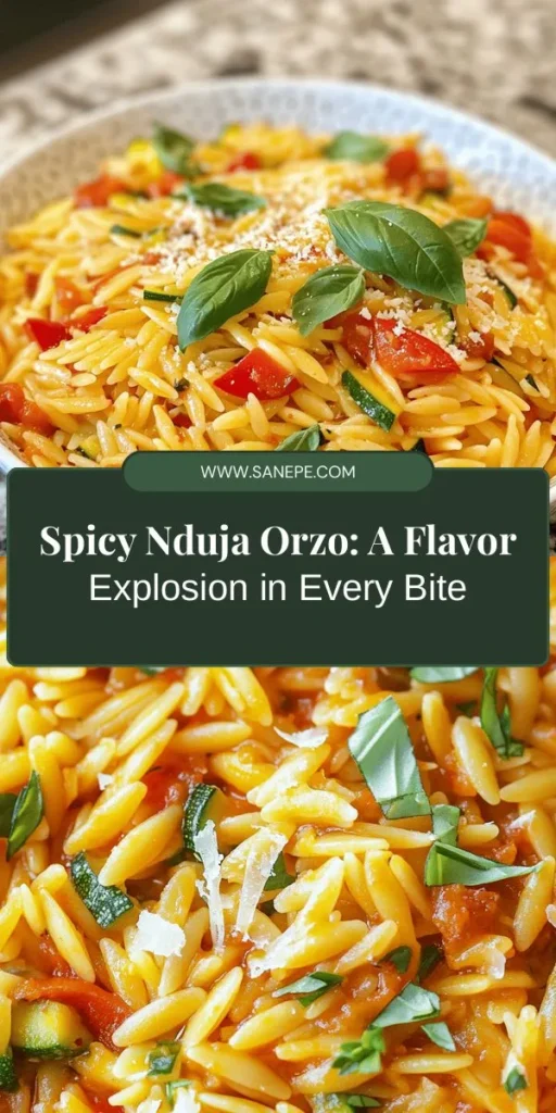 Discover the mouthwatering Spicy Nduja Orzo Delight, a dish that beautifully blends rich flavors and comforting textures. This Italian masterpiece features spicy nduja, a spreadable salami, combined with orzo pasta and sautéed vegetables, creating a harmonious and satisfying meal. Perfect for cozy dinners or impressing guests, this recipe is versatile and easy to customize for various dietary needs. Get inspired to create this culinary adventure today! #Nduja #Orzo #ItalianCuisine #Foodie #PastaRecipe #HomeCooking #CulinaryAdventure #RecipeInspiration