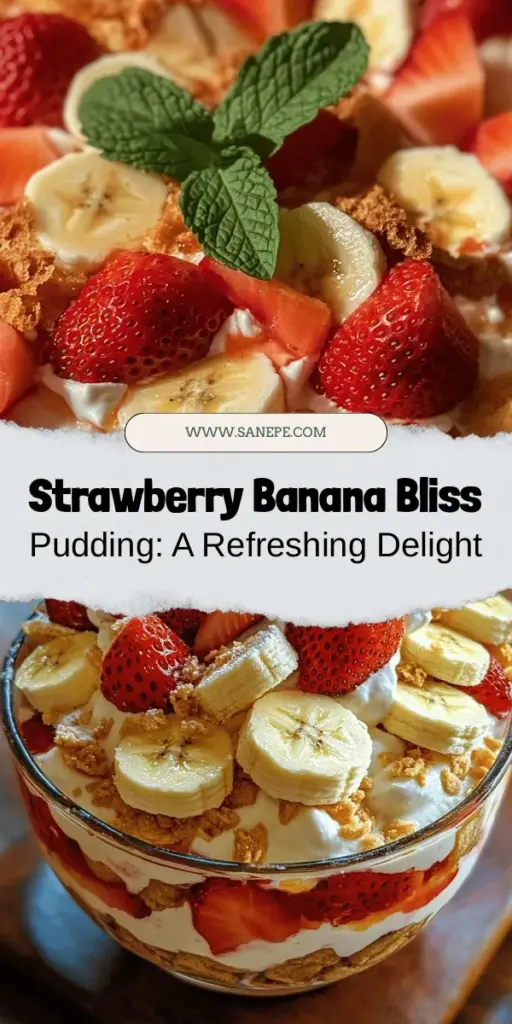 Delight in the flavor of summer with our Strawberry Banana Bliss Pudding! This refreshing dessert combines fresh strawberries and ripe bananas into a creamy, luscious pudding that's sure to impress. Perfect for any occasion, this treat is not just delicious but also nutritious. Follow our step-by-step guide for tips on selecting the best ingredients and layering techniques to create a stunning presentation. Enjoy the bliss! #Dessert #Pudding #HealthyEats #Recipe #Strawberry #Banana #Yummy