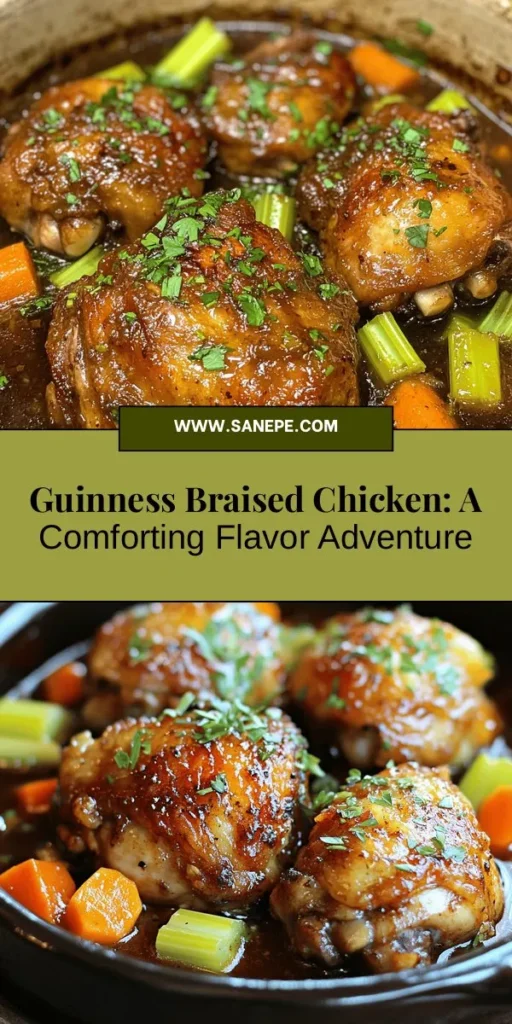 Dive into the comforting flavors of Guinness Braised Chicken Delight! This hearty recipe features tender chicken simmered in a rich Guinness stout sauce, creating a delightful taste experience. Perfect for family dinners or special occasions, this dish is a true crowd-pleaser. The slow cooking process ensures melt-in-your-mouth chicken, enhanced by aromatic vegetables and herbs. Try it today! #GuinnessChicken #ComfortFood #CookingWithBeer #FamilyDinner #RecipeIdeas #CulinaryDelight