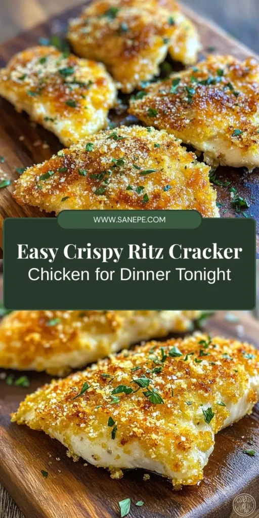 Get ready to impress your family with Crispy Ritz Cracker Chicken! This easy-to-make dish combines juicy chicken breasts coated in a buttery Ritz cracker crust for the perfect crunch. With a few simple ingredients, you can create a comforting meal that's perfect for weeknight dinners or special occasions. Serve it with your favorite sides for a delightful feast that'll have everyone asking for seconds! #CrispyChicken #ComfortFood #EasyRecipes #DinnerInspo #FamilyFavorites