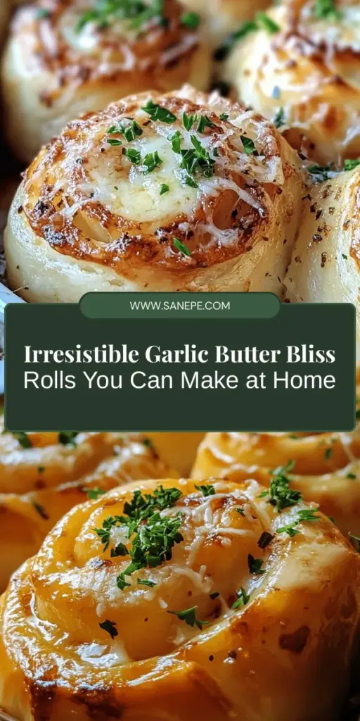 Discover the magic of homemade Garlic Butter Bliss Rolls! These fluffy, garlic-infused rolls are the perfect addition to any meal, bringing warmth and comfort to your table. With simple ingredients like all-purpose flour, active dry yeast, and fresh garlic, you can create a delicious treat that's sure to impress. Easy to make and irresistibly tasty, these rolls are perfect for family dinners or special occasions. #GarlicButterRolls #HomemadeBread #BakingJoy #ComfortFood #RecipeIdeas