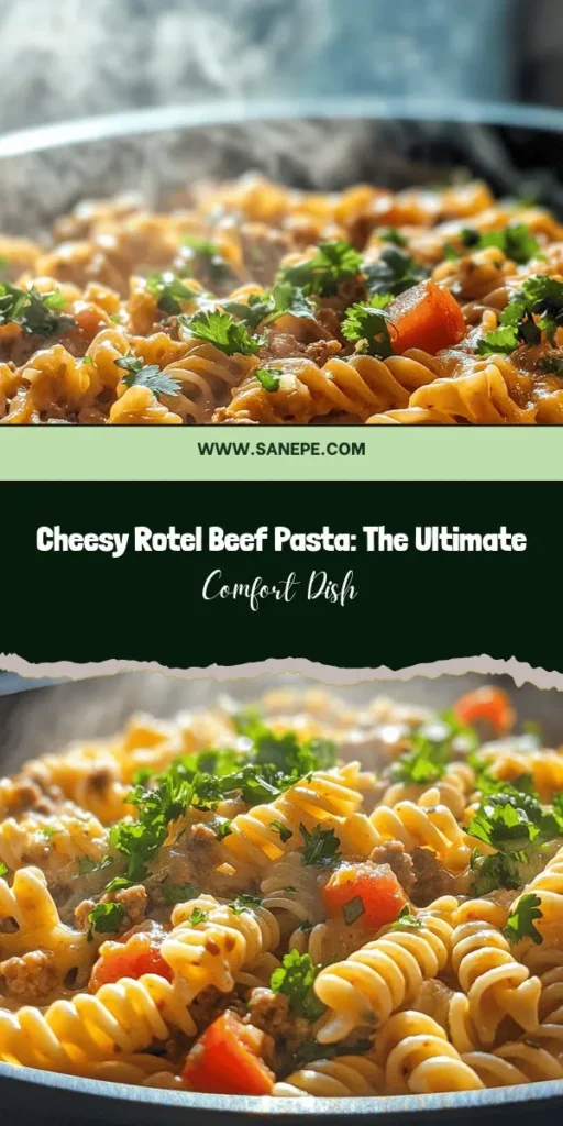 Looking for a comforting meal the whole family will love? Try our Cheesy Rotel Beef Pasta Delight! This hearty dish features savory ground beef, zesty Rotel tomatoes, and gooey cheese, all while being easy to whip up in under an hour. Perfect for weeknight dinners, potlucks, or meal prep! Customize it to your taste, and enjoy the rich flavors of this crowd-pleaser. #ComfortFood #PastaRecipe #FamilyDinner #EasyMeals #RotelBeefPasta #CheesyGoodness