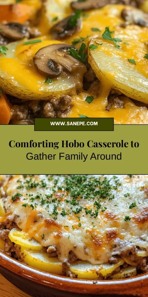 Discover the heartwarming goodness of Hobo Casserole Delight, a comforting dish perfect for busy weeknights and family gatherings! This one-dish wonder combines ground beef, layers of veggies, and cheesy goodness, making it a versatile meal for all. Easy to customize with your favorite ingredients, it's a nostalgic recipe that brings everyone together. Try it today and create delicious moments around the dinner table! #Casserole #ComfortFood #FamilyMeals #EasyRecipes #HoboCasserole #HomeCooking #MealPrep #CookingTogether