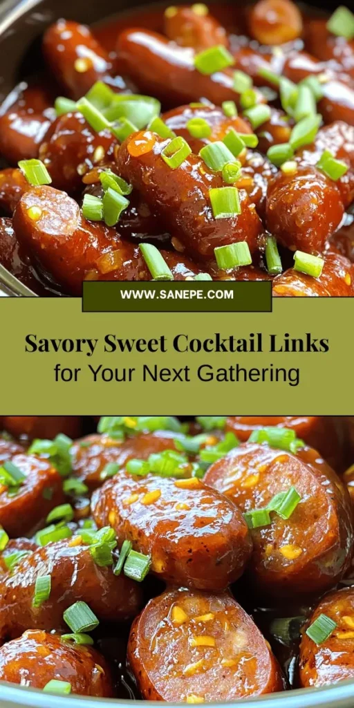 Get ready to impress your guests with these Savory Sweet Crockpot Cocktail Links! This easy, make-ahead appetizer combines tender sausages in a delicious sauce made from grape jelly and barbecue sauce, creating a perfect sweet-savory balance. Ideal for parties, game days, or family gatherings, these crowd-pleasers can be served right from the crockpot. Enjoy hassle-free cooking without sacrificing flavor! #CrockpotRecipes #Appetizers #SavorySweet #PartyFood #GameDaySnacks