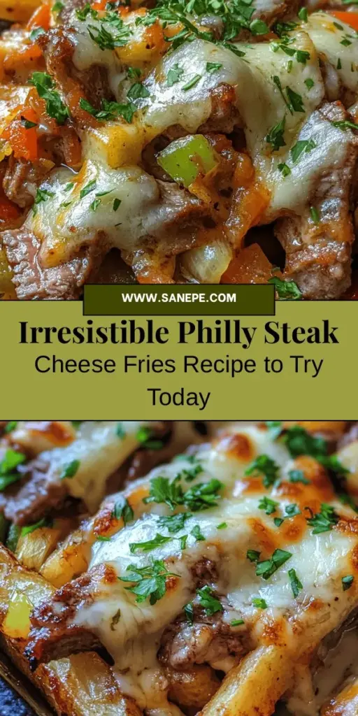 Indulge in the ultimate comfort food with this mouthwatering Philly Steak Cheese Fries recipe! Crispy golden fries are layered with tender ribeye steak, gooey melted cheese, and your favorite toppings for a delectable twist on the classic cheesesteak. Perfect for game days, gatherings, or cozy nights in, you can customize every aspect to suit your taste. Try this easy recipe today and experience the delicious fusion of flavors! #PhillySteakCheeseFries #ComfortFood #Foodie #YummyRecipes #CheatMeal #FoodLovers #HomeCooking