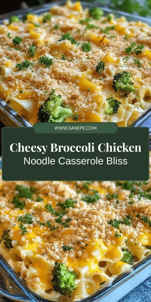 Dive into the comforting flavors of Cheesy Broccoli Chicken Noodle Delight! This hearty casserole combines tender chicken, vibrant broccoli, and gooey cheese, making it the perfect dish for family dinners or cozy gatherings. Easy to prepare and packed with nutrients, this one-pan wonder is sure to satisfy everyone’s cravings. Get ready to enjoy a bowl of warmth and goodness! #ComfortFood #Casserole #CheesyBroccoliChicken #FamilyDinner #EasyRecipes #MealPrep