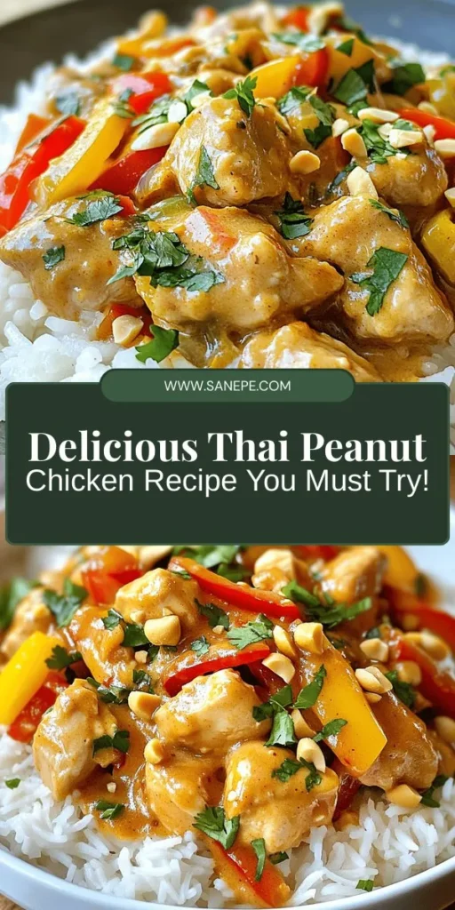 Discover the delicious allure of Thai Peanut Chicken, a flavorful dish that combines creamy peanut sauce, tender chicken, and vibrant veggies. This easy-to-make recipe captures the essence of Thai cuisine, featuring aromatic ingredients and a perfect balance of sweet, savory, and spicy flavors. Ideal for weeknight dinners or special occasions, you can even customize it to suit dietary preferences. Dive into a culinary delight! #ThaiFood #PeanutChicken #ComfortFood #HealthyEating #EasyRecipes #CookingAtHome