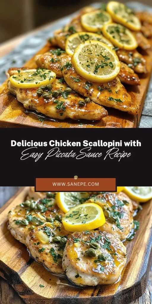 Embark on a culinary adventure with Chicken Scallopini and Easy Piccata Sauce! This dish combines tender chicken cutlets with a crispy coating and a zesty, buttery sauce. Perfect for busy home cooks, it's easy to make yet impressive enough for gatherings. Enjoy the delightful flavors of Italy right at home, using simple ingredients like lemon, capers, and fresh herbs. Try this recipe for a satisfying meal! #ChickenScallopini #PiccataSauce #ItalianCuisine #EasyRecipes #HomeCooking #DinnerIdeas #YummyFood