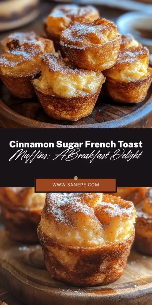 Start your morning off right with Cinnamon Sugar French Toast Muffins! These fluffy, sweet treats blend the comforting flavors of classic French toast with a fun muffin twist. Perfect for brunch or busy mornings, they’re easy to make and versatile with endless creative variations. Enjoy them fresh with maple syrup, fresh fruit, or a sprinkling of nuts. Discover the joy of baking this delightful breakfast treat today! #FrenchToastMuffins #BreakfastIdeas #BakingJoy #MuffinRecipe #BrunchDelights