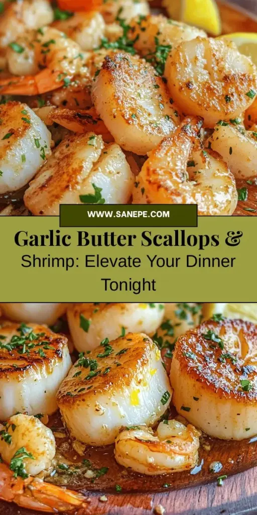 Indulge in the exquisite flavors of Garlic Butter Scallops & Shrimp, a simple yet elegant dish that brings the taste of the ocean to your home. This delightful recipe features tender scallops and succulent shrimp infused with aromatic garlic and zesty lemon, creating a mouthwatering experience perfect for any occasion. Impress your guests with this gourmet meal that's easy to prepare! #SeafoodLovers #GarlicButter #Scallops #ShrimpRecipes #HomeCooking #GourmetDining #HealthyEating