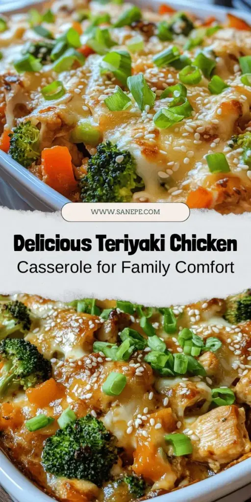 Discover the comforting goodness of Savory Teriyaki Chicken Casserole, a one-dish meal that's perfect for busy families! This delightful casserole combines tender chicken, aromatic jasmine rice, colorful vegetables, and a rich teriyaki sauce for a flavor-packed experience. Easy to make and loaded with nutrition, it’s ideal for family dinners or potlucks. Try this wholesome recipe that nourishes the body and soul! #Casserole #ComfortFood #EasyRecipes #HealthyEating #TeriyakiChicken