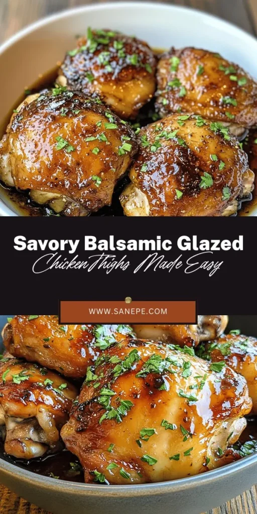 Discover the delight of balsamic glazed chicken thighs with this easy-to-follow recipe! Enjoy tender, juicy chicken enveloped in a tangy-sweet balsamic glaze that’s perfect for any occasion. With simple ingredients like honey, Dijon mustard, and fresh herbs, this dish is both flavorful and nutritious. Impress your family or guests with a meal that balances health and taste effortlessly. Try it tonight! #BalsamicChicken #DinnerIdeas #HealthyCooking #RecipeOfTheDay #HomeCooking