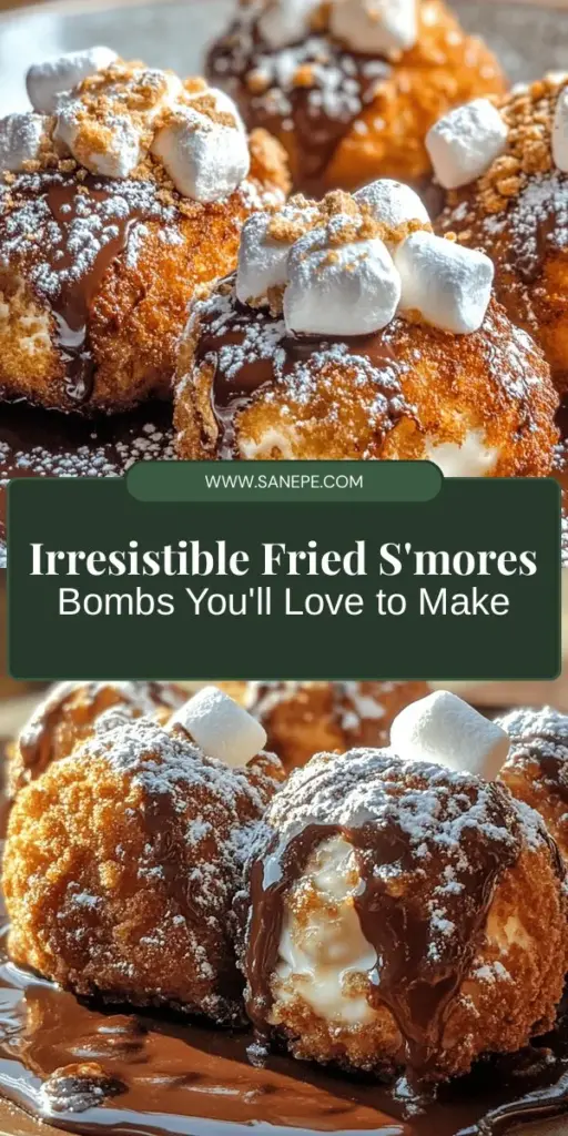 Get ready for a taste explosion with Fried S'mores Bombs! This innovative twist on a classic treat combines gooey marshmallows and rich chocolate, all encased in a crispy fried shell. Perfect for family gatherings, movie nights, or any special occasion, these delicious bombs are easy to make with just a few ingredients. Bring nostalgia back to life with this fun dessert that everyone will love! #FriedSmoresBombs #DessertRecipes #SweetTreats #Yummy