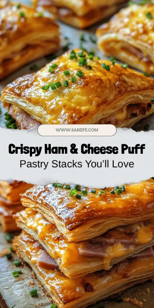 Looking for an impressive yet easy appetizer? Try these Crispy Ham & Cheese Puff Pastry Stacks! This delicious recipe combines flaky puff pastry with savory ham and gooey cheese for a crowd-pleasing snack that’s perfect for any occasion. Simple to make with just a few ingredients, these stacks are sure to leave everyone asking for seconds. Elevate your gatherings with this delightful dish! #PuffPastry #Appetizer #HamAndCheese #DeliciousRecipes #SnackIdeas #EasyCooking