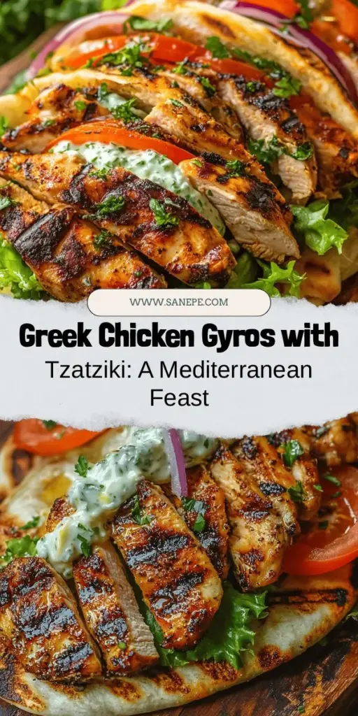 Discover the deliciousness of Greek Chicken Gyros with creamy cucumber tzatziki! This recipe showcases the vibrant flavors of Mediterranean cuisine with juicy marinated chicken, warm pita, and fresh veggies wrapped up in a delightful package. Perfect for any meal, these gyros are easy to customize and a sure hit at gatherings. Bring a taste of Greece to your kitchen and enjoy a wholesome, flavorful dish packed with nutrition! #GreekGyros #MediterraneanCuisine #HealthyEating #Foodie #CookingAtHome #RecipeIdeas