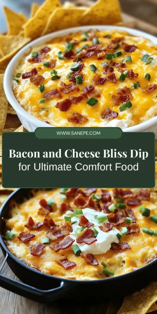 Indulge in the ultimate party snack with this Bacon & Cheese Bliss Dip! Perfectly creamy and packed with savory flavors, it combines crispy bacon, sharp cheddar, and a touch of tangy sour cream for a mouthwatering experience. Ideal for game nights or casual gatherings, this dish is easy to prepare and can be made ahead of time. Serve it warm with chips or veggies for the ultimate crowd-pleaser! #BaconCheeseDip #PartyFood #Appetizers #Dips #ComfortFood #GameNightSnacks