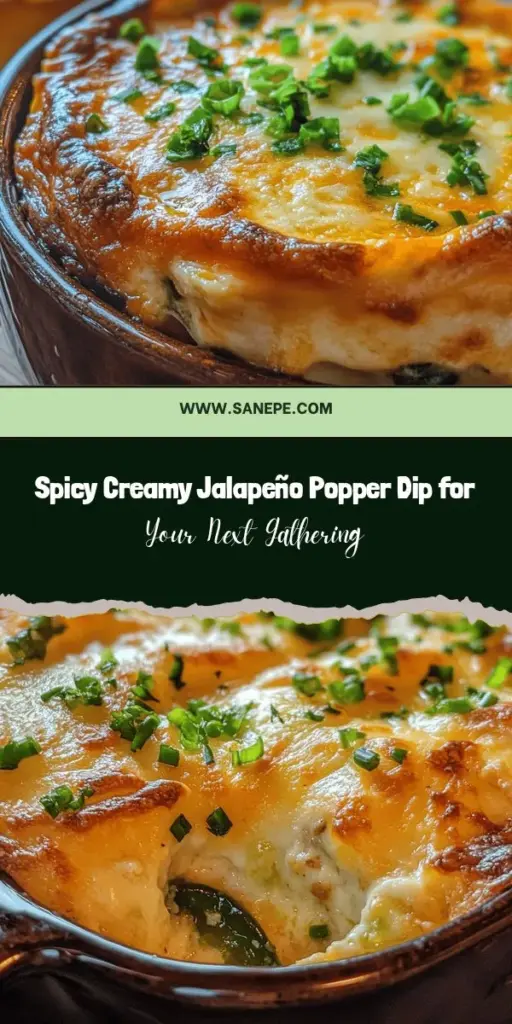 Elevate your next gathering with this Spicy & Creamy Jalapeño Popper Dip! This crowd-pleaser combines spicy jalapeños, rich cream cheese, and a blend of melted cheeses for a flavorful experience that will leave everyone wanting more. Perfect for game days or cozy nights, it's easy to prepare and pairs well with chips and veggies. Impress your guests with this indulgent dip that brings friends and family together! #JalapenoDip #ComfortFood #Appetizers #PartyFood #DipRecipes #CheesyGoodness