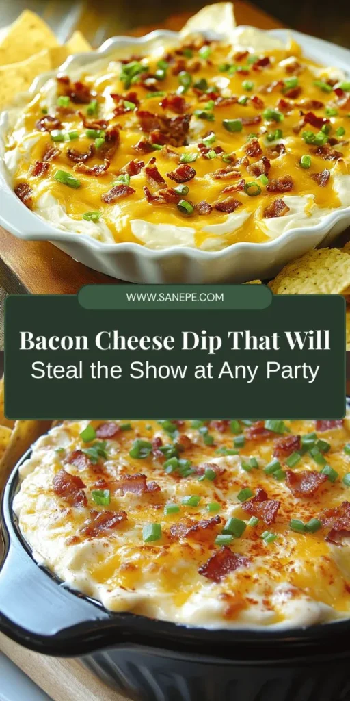 Indulge in the ultimate party favorite with Sizzling Bacon Cheesy Delight! This creamy, gooey dip combines the richness of cream cheese, sour cream, and sharp cheddar with crispy bacon and fresh green onions for a mouthwatering experience. Perfect for game days, gatherings, or casual hangouts, this dish is a crowd-pleaser that invites sharing and laughter. Serve it with tortilla chips or veggies for the ideal snack! #CheesyDip #BaconLovers #PartyFood #GameDaySnacks #ComfortFood