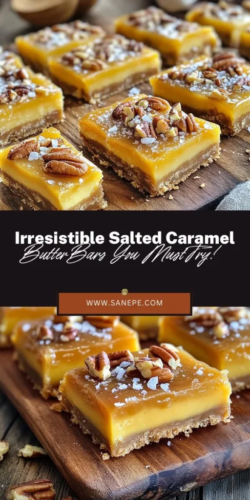 Indulge in the irresistible flavor of salted caramel with these delicious butter bars! Combining a soft, chewy texture with a rich salted caramel topping, this recipe is easy to follow and perfect for any occasion. Impress your friends and family with a dessert that balances sweet and salty notes, creating a flavor explosion. Get ready to bake and enjoy every gooey bite! #SaltedCaramel #ButterBars #Baking #Desserts #SweetTreats #Foodie #Yummy