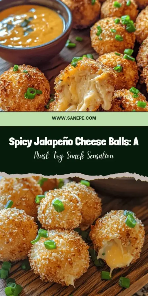 Spice up your snack game with these Fiery Jalapeño Popper Cheese Balls! These irresistible bites combine creamy cheese with a zesty jalapeño kick, all wrapped in a crispy, golden coating. Perfect for parties or a cozy night in, they’re easy to make and sure to impress. Serve them hot with ranch or spicy queso for an unforgettable treat. Dive into this delicious recipe and become the star of your next gathering! #CheeseBalls #JalapeñoPopper #SnackRecipes #PartyFood #Yummy #Appetizer #SpicySnack #Homemade