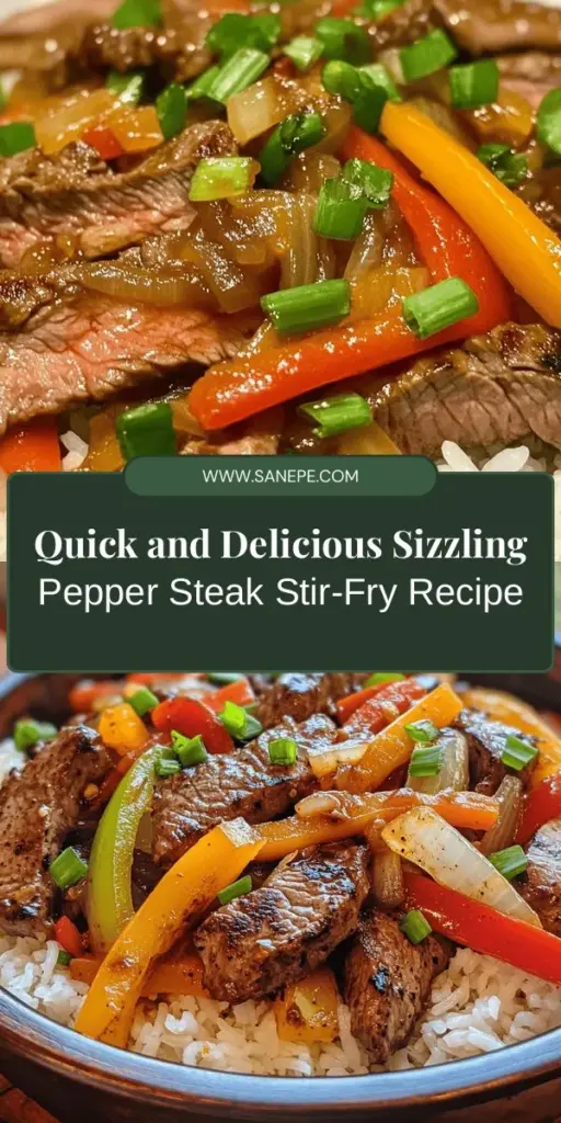 Discover the deliciousness of Sizzling Pepper Steak Stir-Fry! Featuring tender flank steak, vibrant bell peppers, and a medley of savory sauces, this dish is perfect for busy weeknights or special occasions. Its quick cooking time ensures you can enjoy a flavorful and nutritious meal in minutes. Customize with your favorite vegetables or spice levels for a personal touch! Try it tonight for a delightful culinary experience. #StirFry #PepperSteak #QuickMeals #HealthyEating #DinnerIdeas